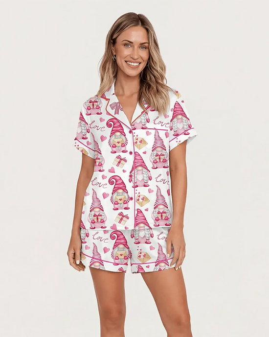 Valentine's Day Gnome Love Heart Pajama Set - OMFORT