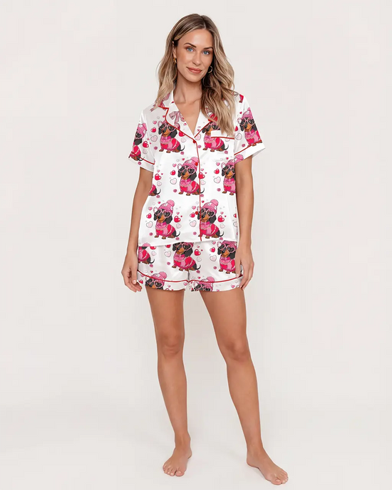 Coquette Dachshund Valentine Pajama Set - OMFORT