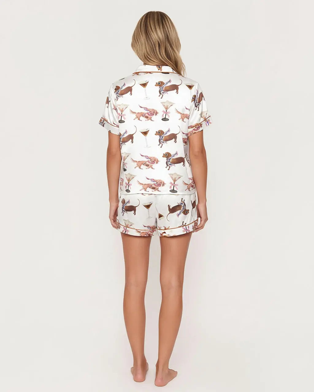 Martini Dachshund Dogs Short Pajama Set OMFORT