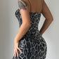Sequin Leopard Print Mini Bodycon Dress - OMFORT