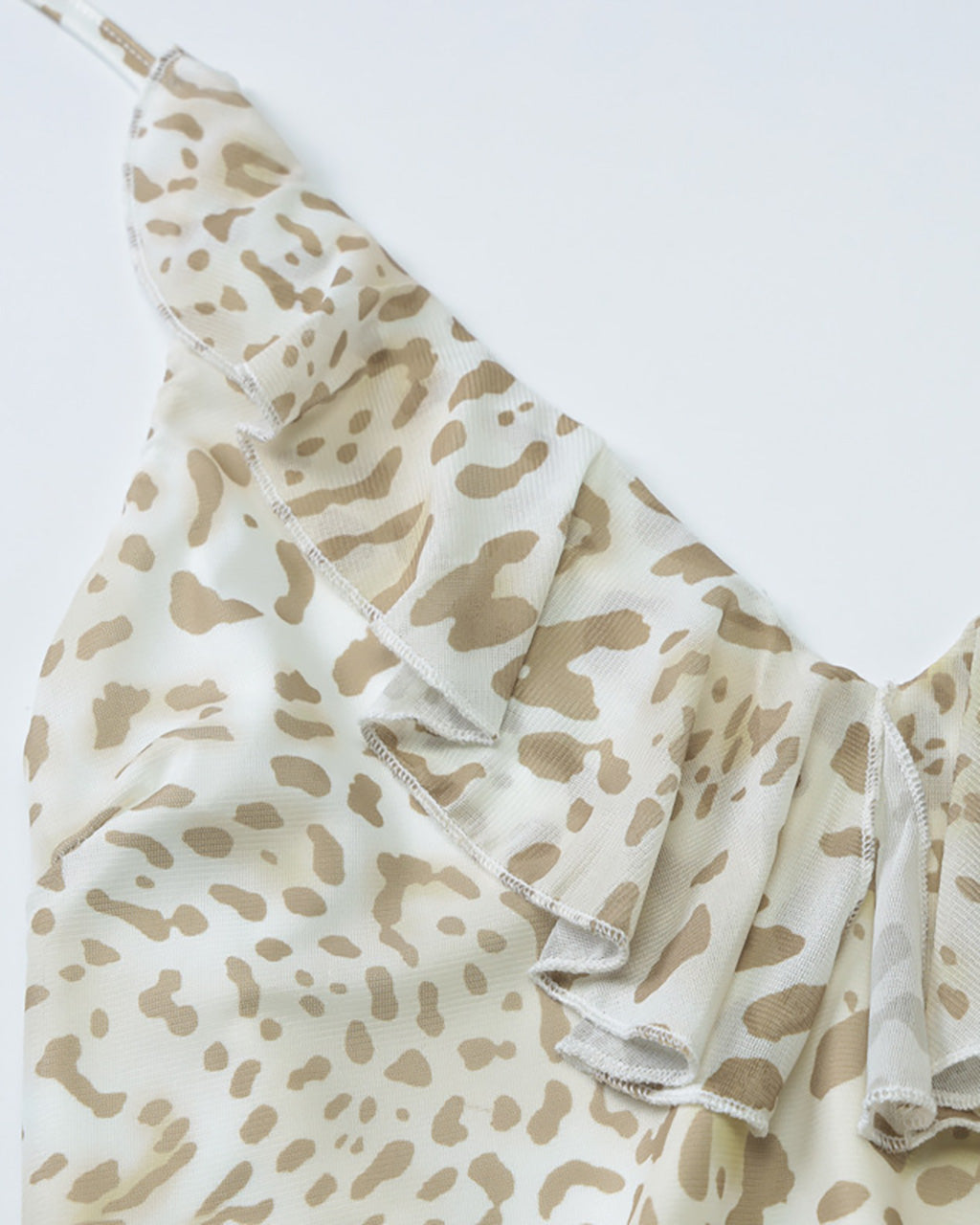 Plunge Halterneck Leopard Print Ruffled Mini Dress - OMFORT