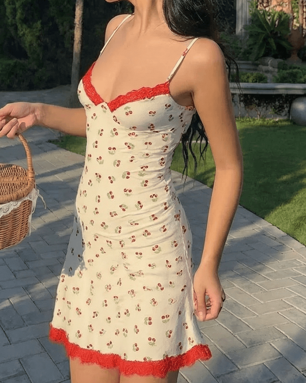 Cherry Farm Lace Trim Mini Dress OMFORT