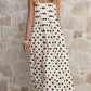 Polka Dot Pleated Detail Maxi Dress OMFORT