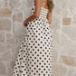 Polka Dot Pleated Detail Maxi Dress OMFORT