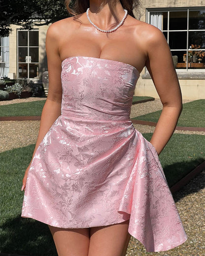 Jacquard Elegant Off-shoulder Fitted Mini Dress OMFORT