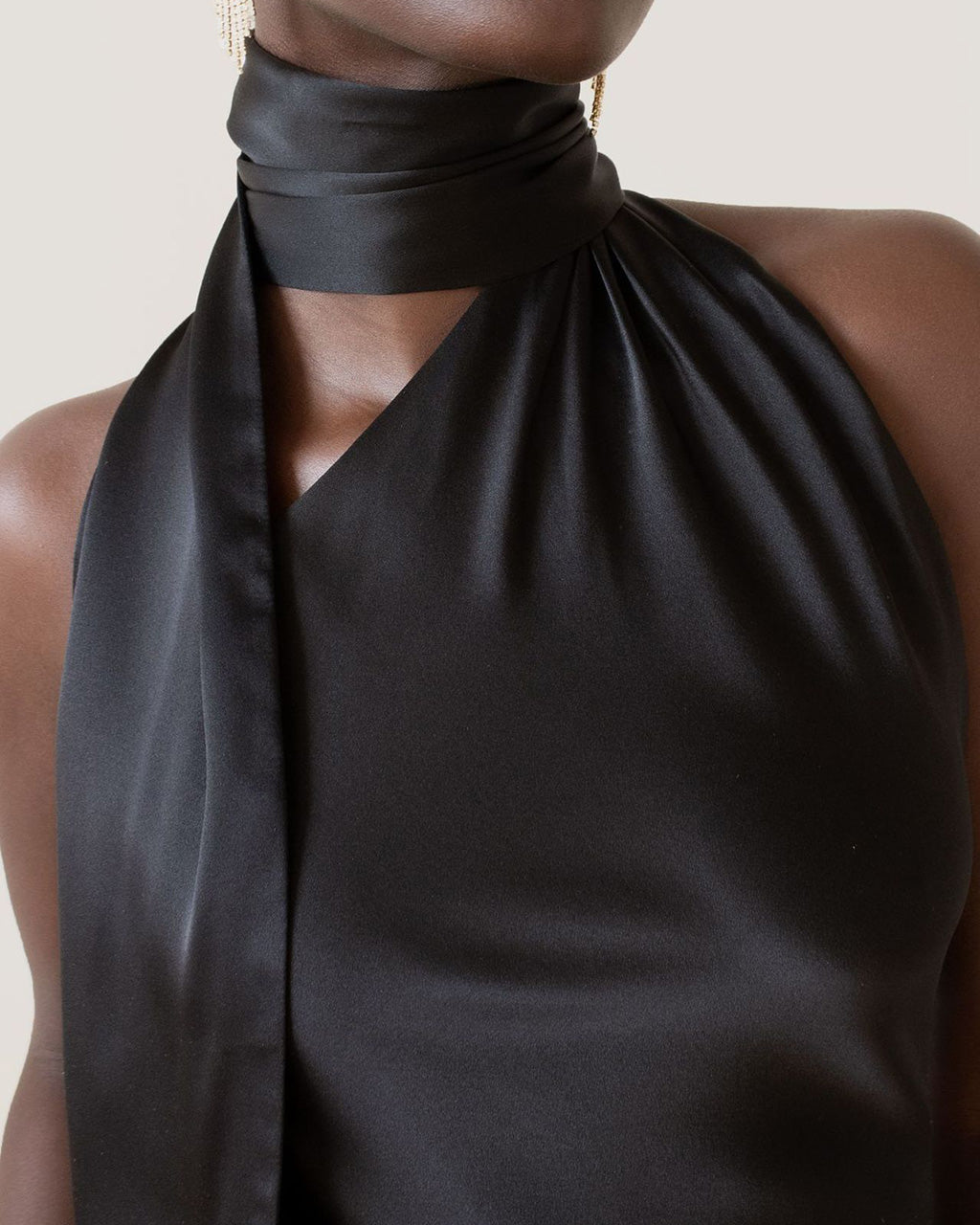 Solid One-Shoulder Scarf Mini Dress OMFORT