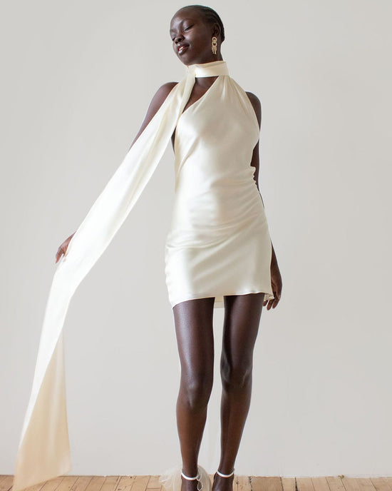 Solid One-Shoulder Scarf Mini Dress OMFORT