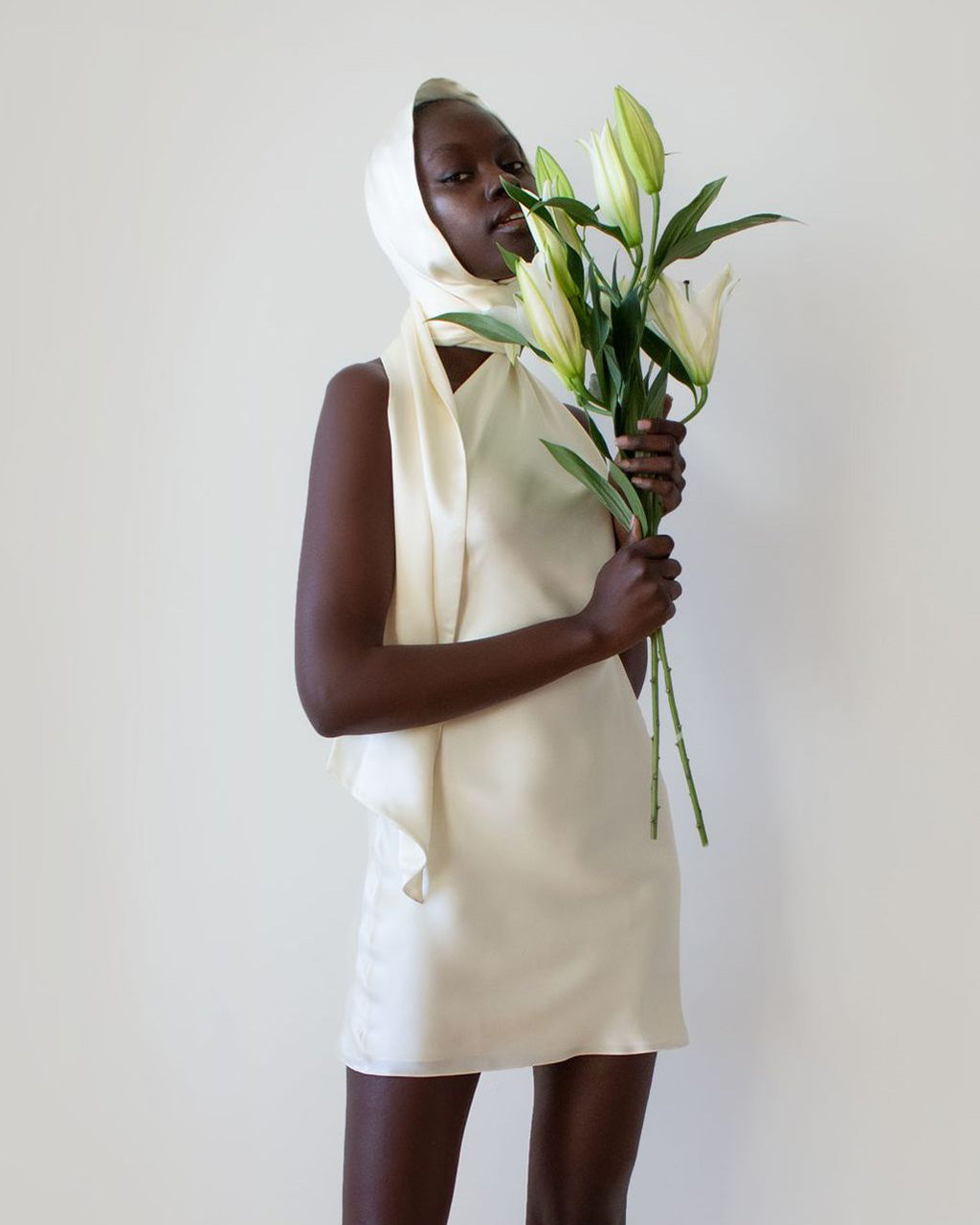 Solid One-Shoulder Scarf Mini Dress OMFORT