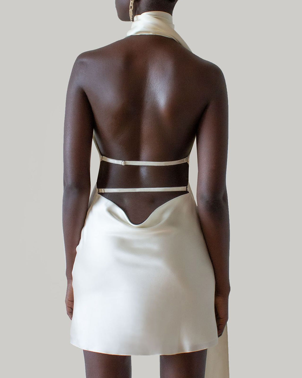 Solid One-Shoulder Scarf Mini Dress OMFORT