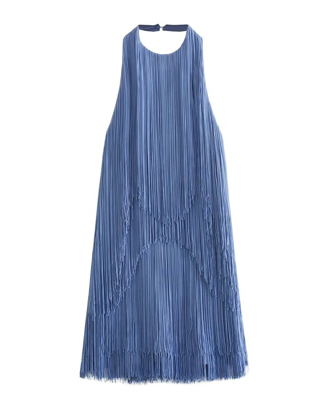 Sexy Tassel Tie Open Back Halter Dress OMFORT
