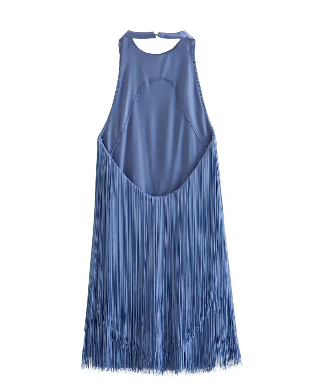 Sexy Tassel Tie Open Back Halter Dress OMFORT