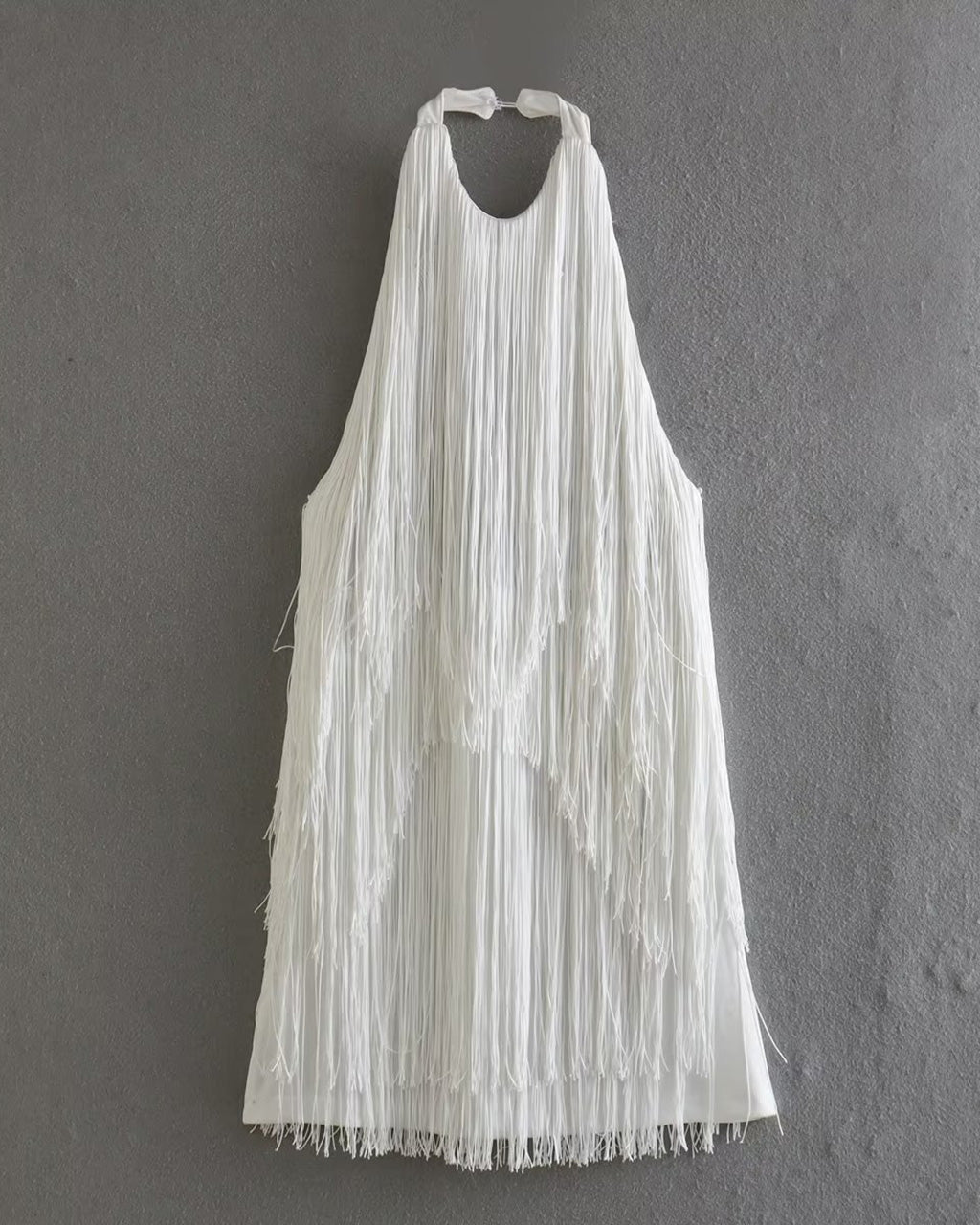 Sexy Tassel Tie Open Back Halter Dress OMFORT