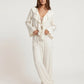 Ruffled Trim Tie Up Top And Pants Lounge Set - OMFORT