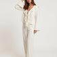 Ruffled Trim Tie Up Top And Pants Lounge Set - OMFORT