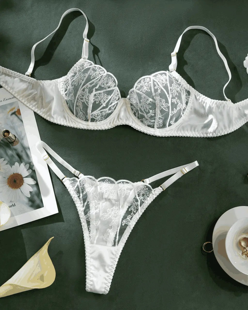 Luxury Sexy Mesh Sheer 2Pcs Lingerie Set OMFORT