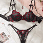 Embroidered Rose Mesh 2Pcs Lingerie Set OMFORT