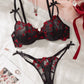 Embroidered Rose Mesh 2Pcs Lingerie Set OMFORT