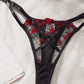 Embroidered Rose Mesh 2Pcs Lingerie Set OMFORT