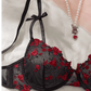 Embroidered Rose Mesh 2Pcs Lingerie Set OMFORT