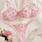 Embroidered Rose Mesh 2Pcs Lingerie Set OMFORT