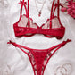 Embroidered Rose Mesh 2Pcs Lingerie Set OMFORT