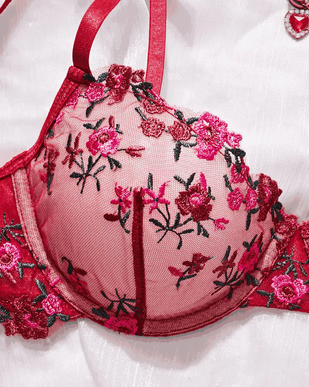Embroidered Rose Mesh 2Pcs Lingerie Set OMFORT