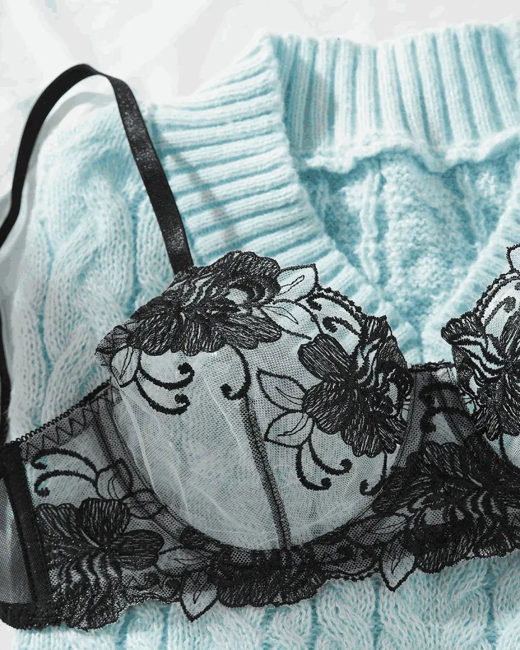 Comfortable Floral Lace 2Pcs Lingerie Set OMFORT