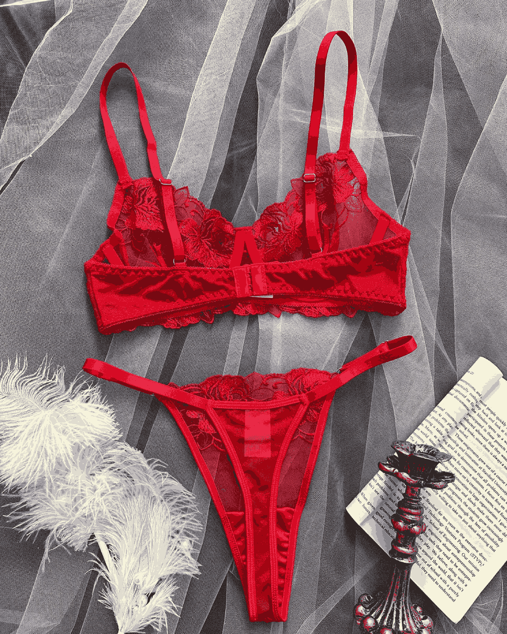 Comfortable Floral Lace 2Pcs Lingerie Set OMFORT