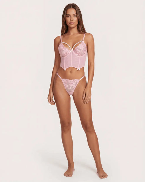 Floral Embroidery 2Pcs Lingerie Corset Set OMFORT