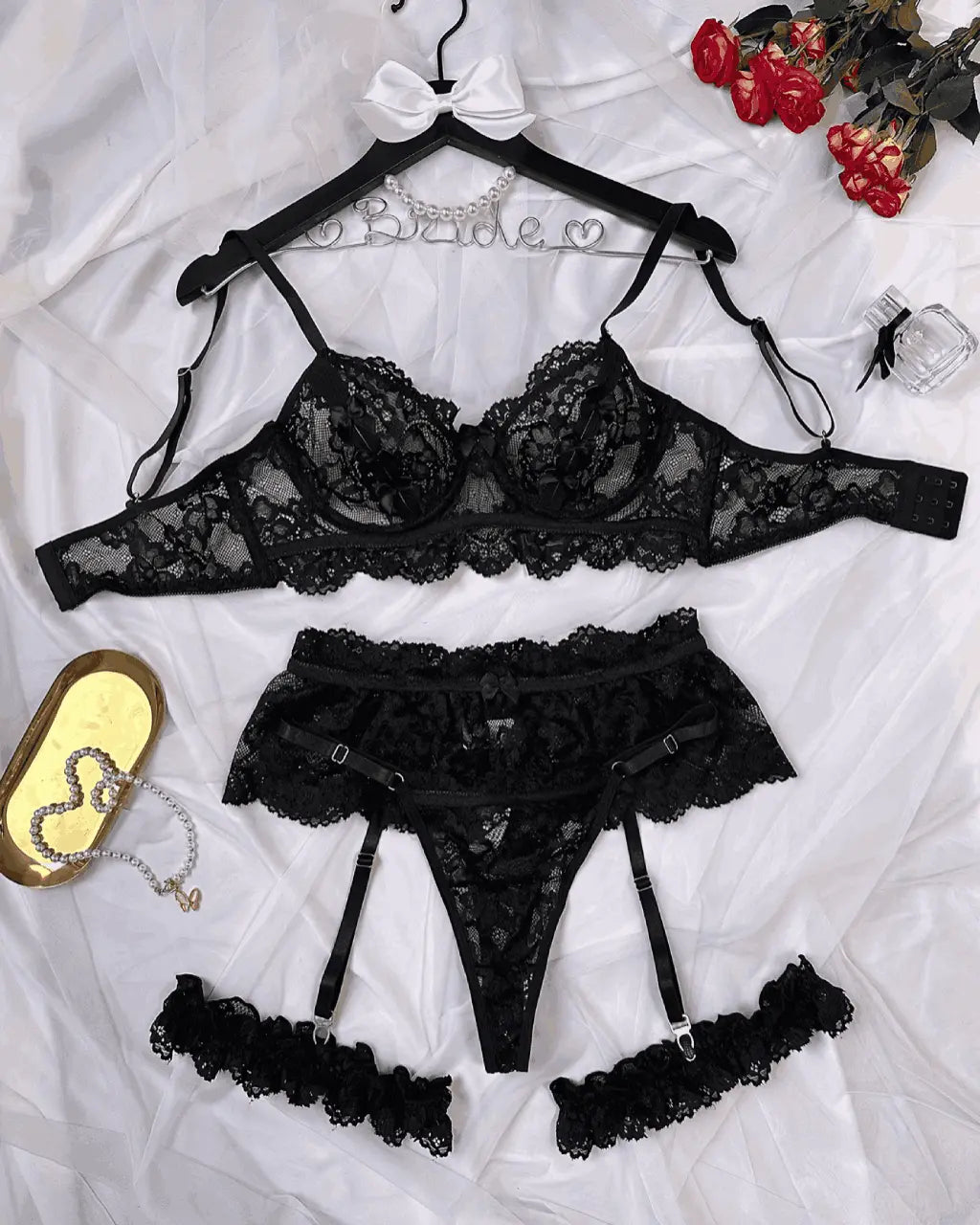 Erotic Underwear Lace 5Pcs Lingerie Set OMFORT