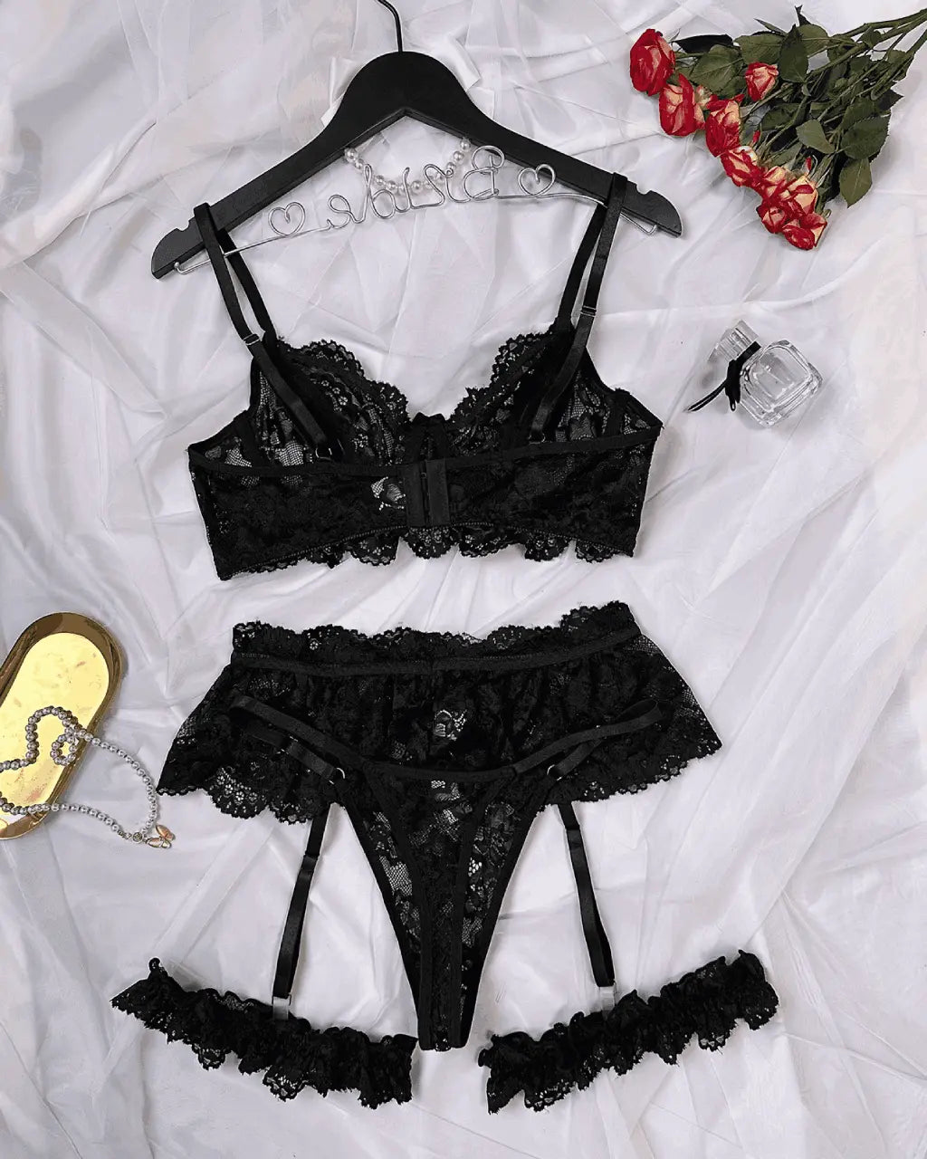 Erotic Underwear Lace 5Pcs Lingerie Set OMFORT