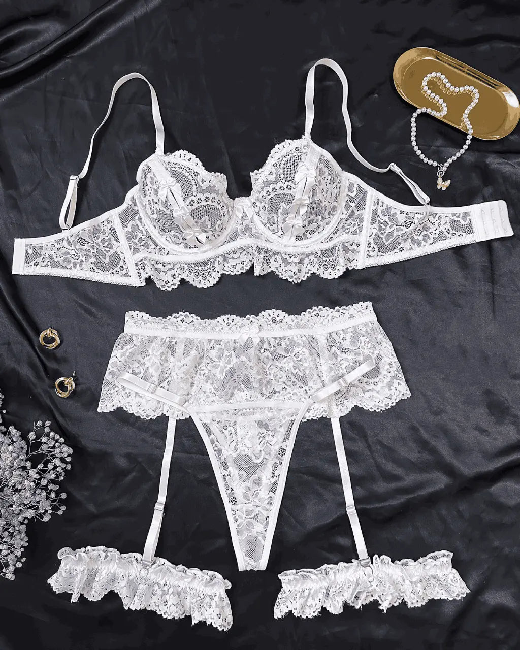 Erotic Underwear Lace 5Pcs Lingerie Set OMFORT