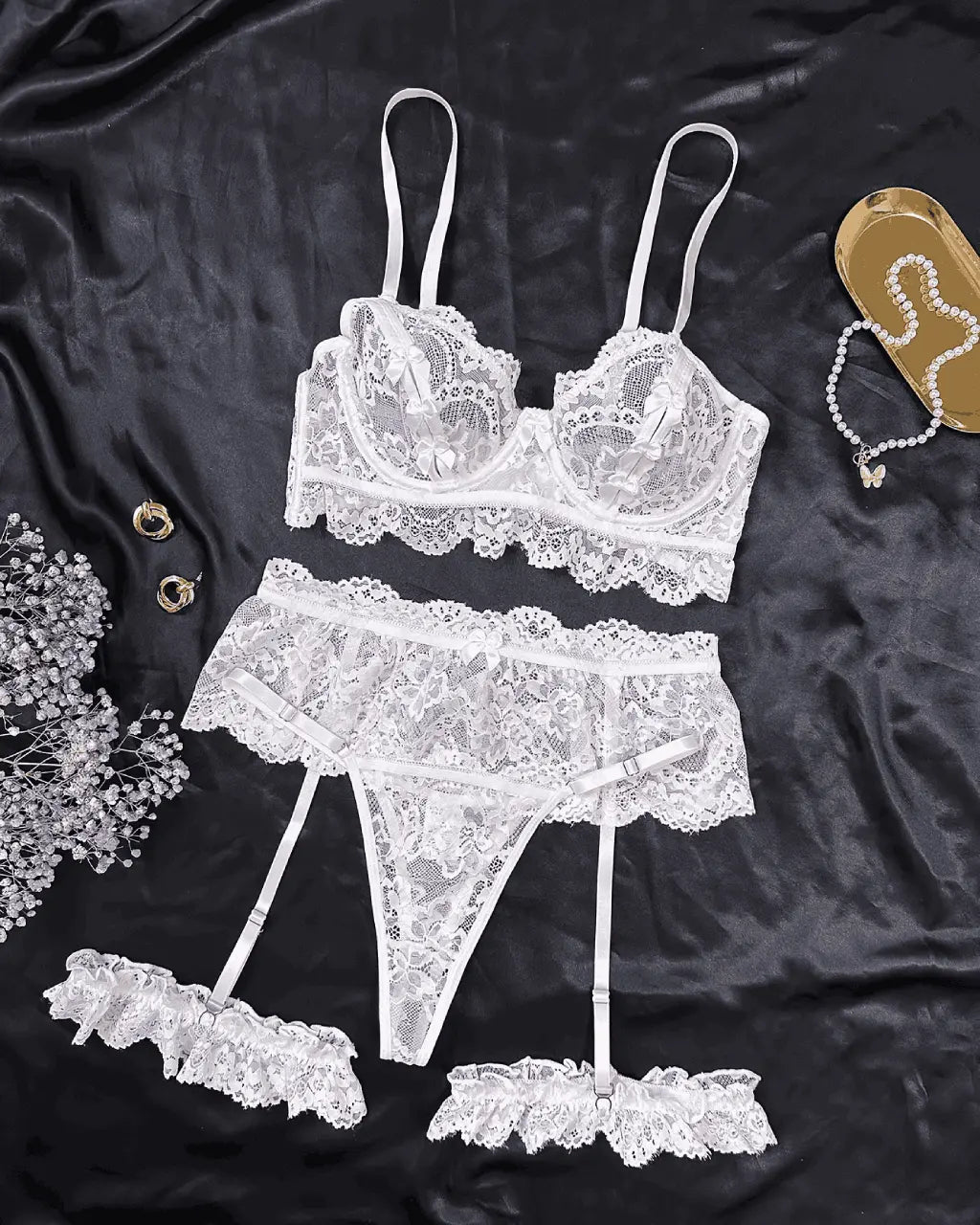 Erotic Underwear Lace 5Pcs Lingerie Set OMFORT