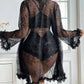 Lace Patchwork Sheer 3Pcs Lingerie Set OMFORT