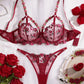 Sexy Leaf Floral Embroidered Mesh 2Pcs Lingerie Set OMFORT
