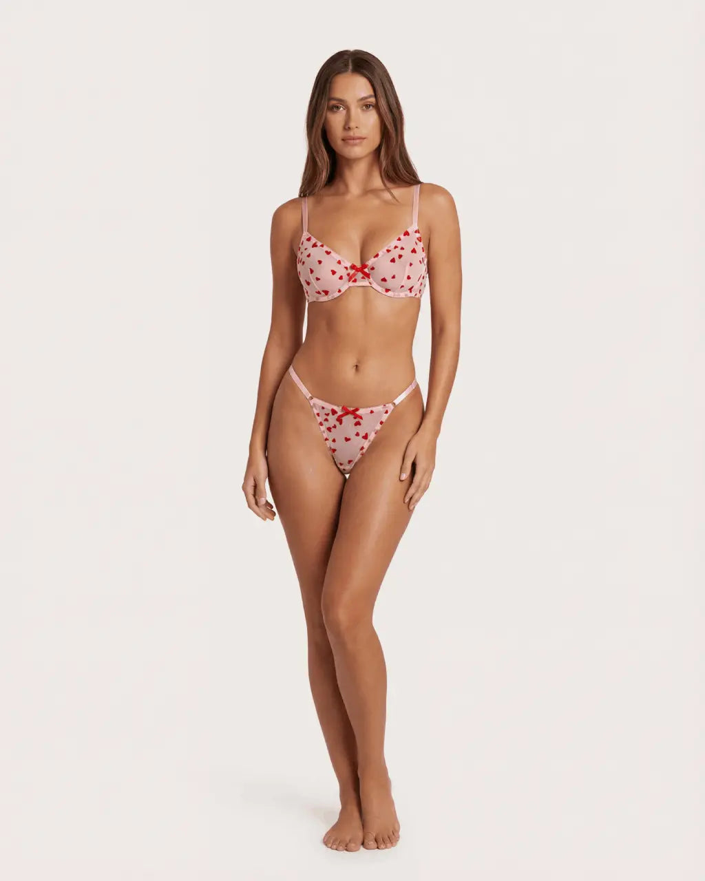 Tulle Heart Embroidered 2Pcs Lingerie Set OMFORT