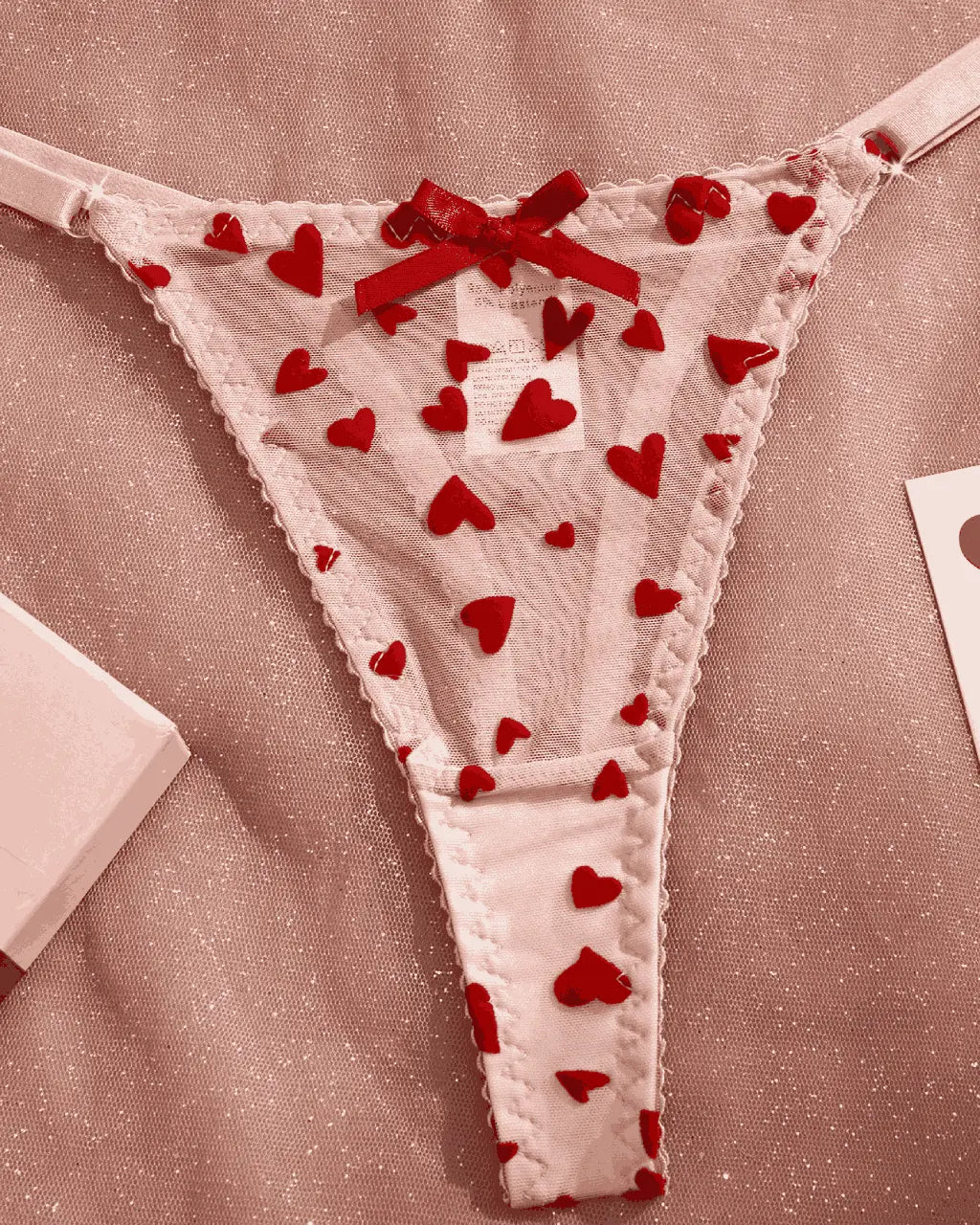 Tulle Heart Embroidered 2Pcs Lingerie Set OMFORT