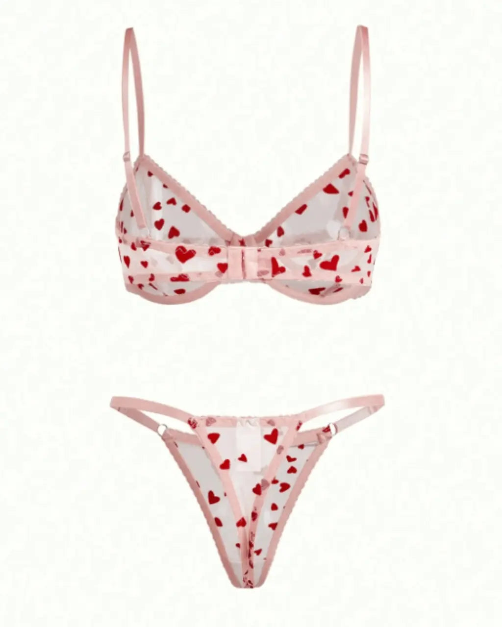 Tulle Heart Embroidered 2Pcs Lingerie Set OMFORT