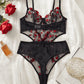 Floral Lace Embroidered Cutout 1Pcs Lingerie Set OMFORT