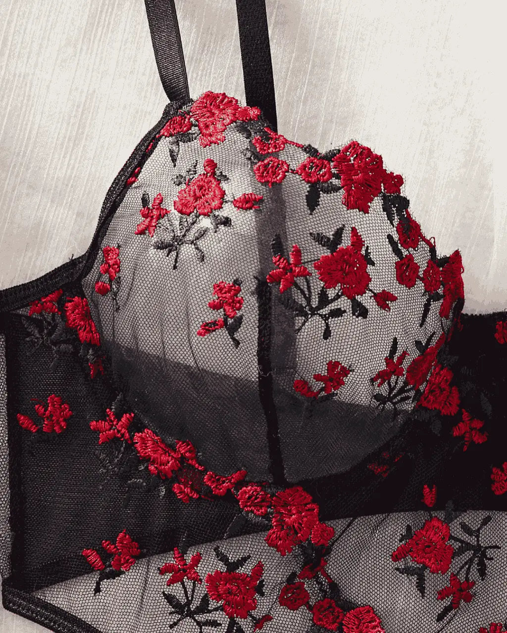 Floral Lace Embroidered Cutout 1Pcs Lingerie Set OMFORT