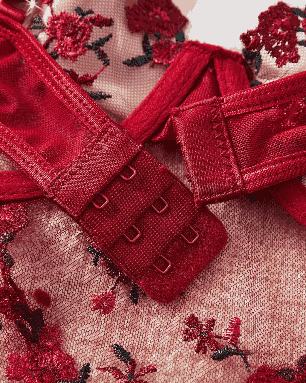 Floral Lace Embroidered Cutout 1Pcs Lingerie Set OMFORT