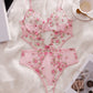 Floral Lace Embroidered Cutout 1Pcs Lingerie Set OMFORT