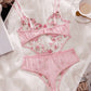 Floral Lace Embroidered Cutout 1Pcs Lingerie Set OMFORT