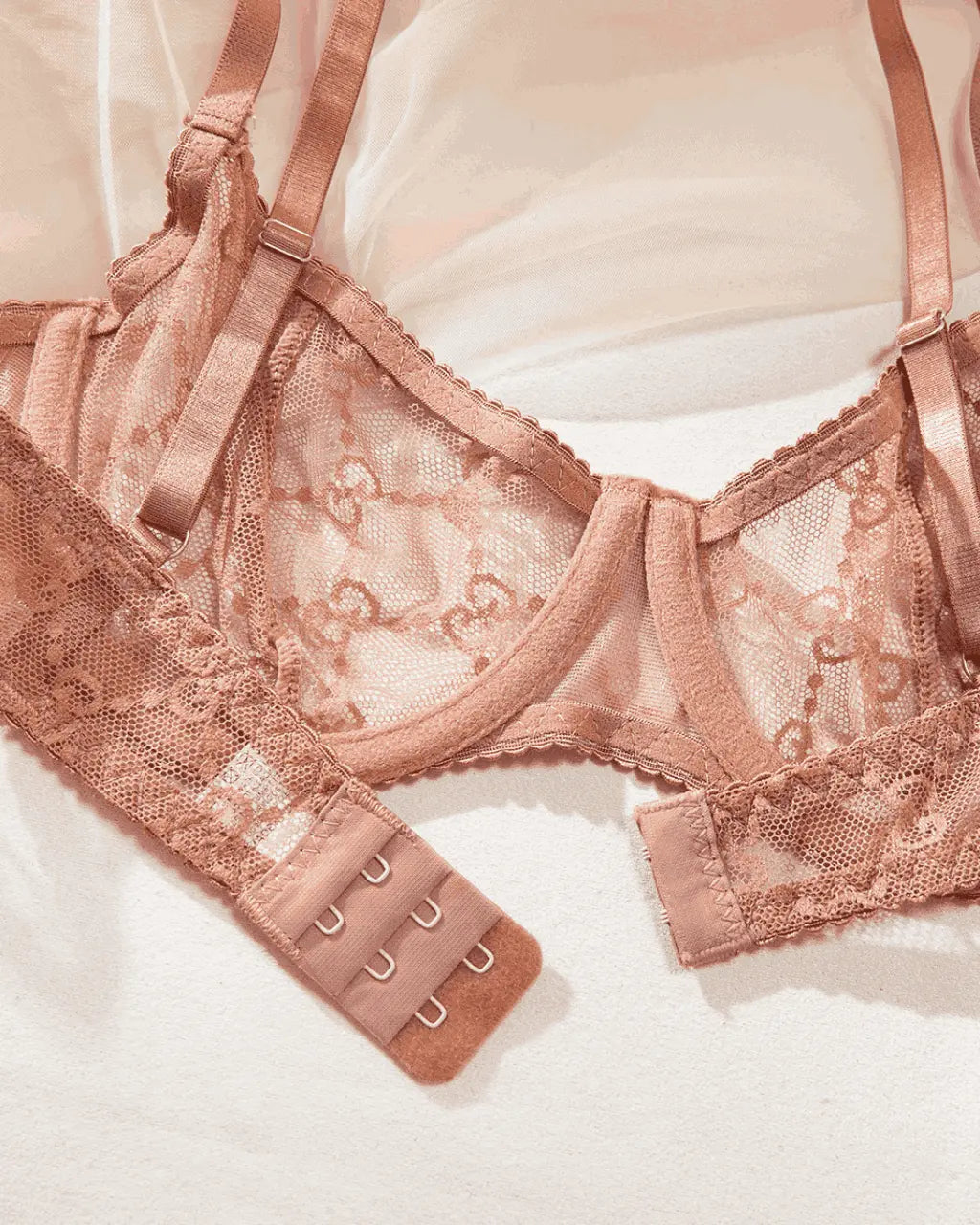 Elegant Diamond Pattern Mesh 2Pcs Lingerie Set OMFORT