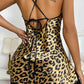 Leopard Print Side Split Slip Nightgown OMFORT