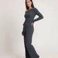 Solid Asymmetry Ribbed Knit Lounge Set OMFORT