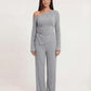 Solid Asymmetry Ribbed Knit Lounge Set OMFORT