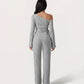 Solid Asymmetry Ribbed Knit Lounge Set OMFORT