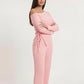 Solid Asymmetry Ribbed Knit Lounge Set OMFORT