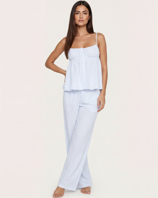 Minimalist Striped Cami Top And Pants Lounge Set - OMFORT